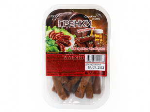 Мясо (АЛЬЯНС) вяленое свинина с халапеньо (50 гр): Сурские гренки Баварские колбаски (100 гр)